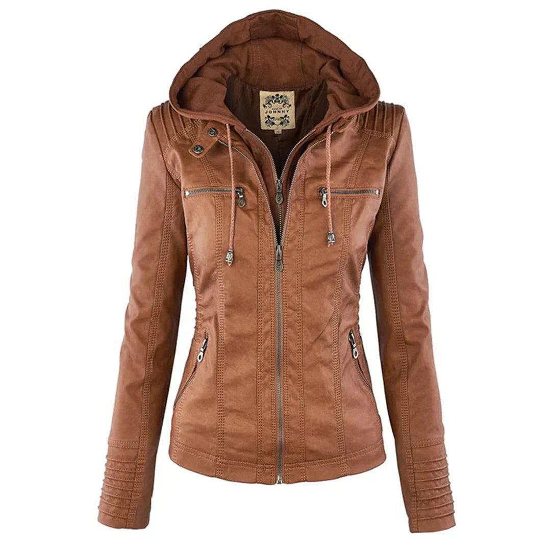 Blouson en cuir élégant pour moto, moderne
