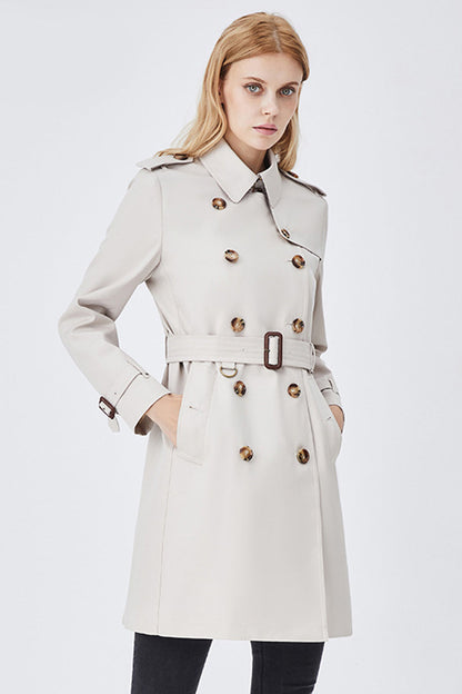 Manteau long élégant pour femme avec ceinture