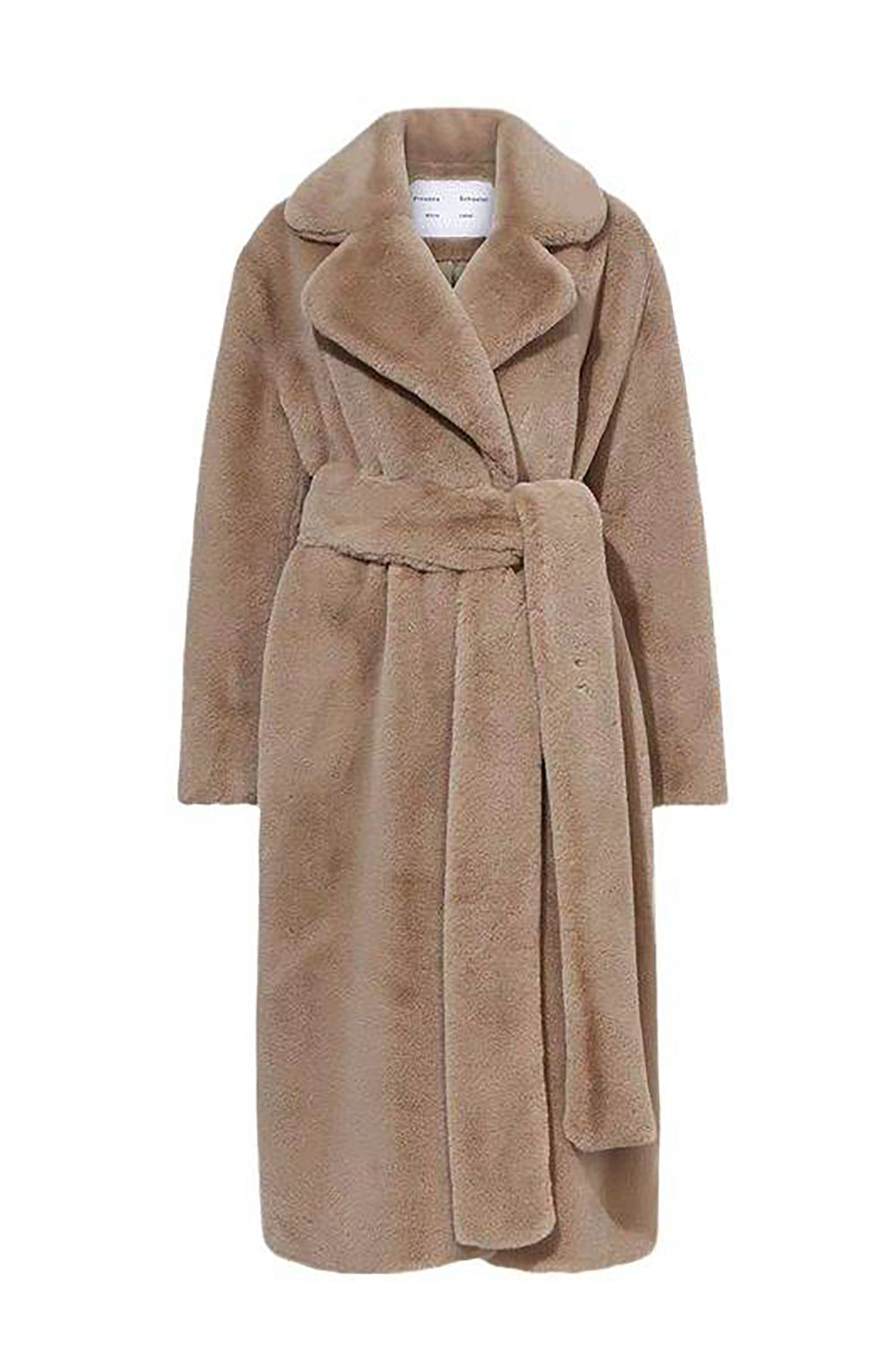 Veste longue élégante en fausse fourrure pour femme avec ceinture