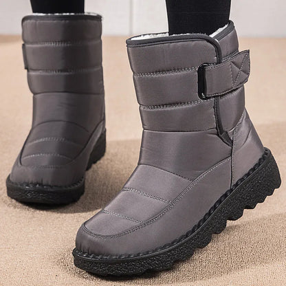 Bottes d'hiver imperméables noires pour femme, doublure en fourrure