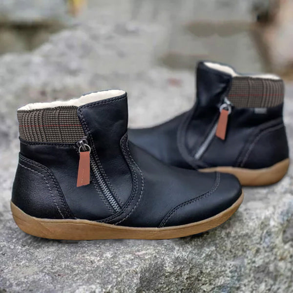Élégantes chaussures en cuir, doublées chaudement, hiver