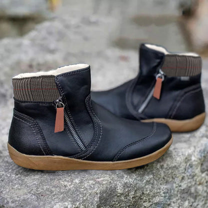 Élégantes chaussures en cuir, doublées chaudement, hiver