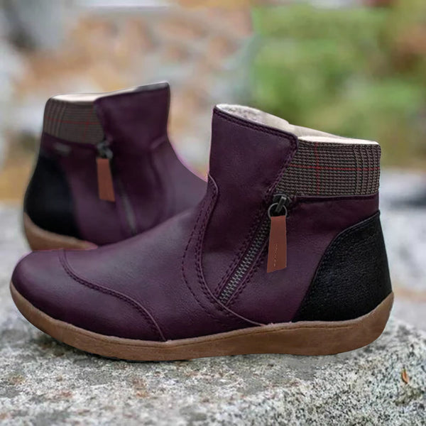 Élégantes chaussures en cuir, doublées chaudement, hiver