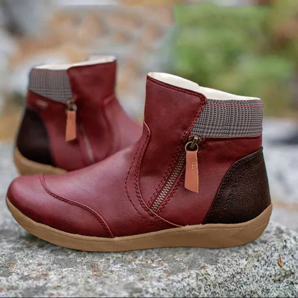 Élégantes chaussures en cuir, doublées chaudement, hiver
