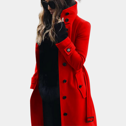 Élégant manteau d'hiver pour femme double boutonnage avec ceinture