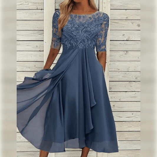 Elegantes Damenkleid Mittellänge Cocktail - IdealeKleiden