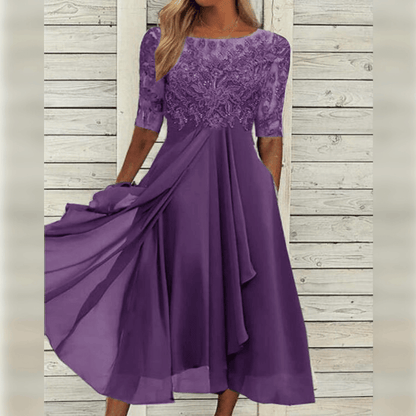 Robe élégante mi-longue de cocktail pour femme
