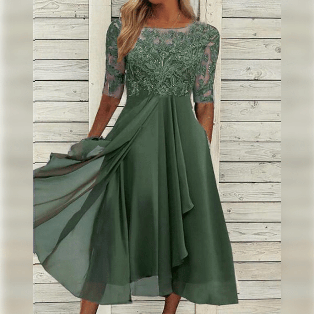 Robe élégante mi-longue de cocktail pour femme