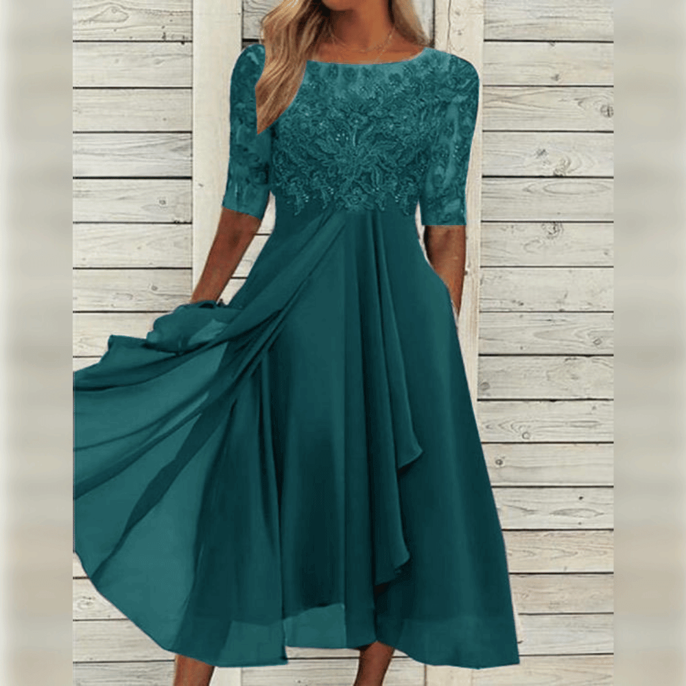 Robe élégante mi-longue de cocktail pour femme