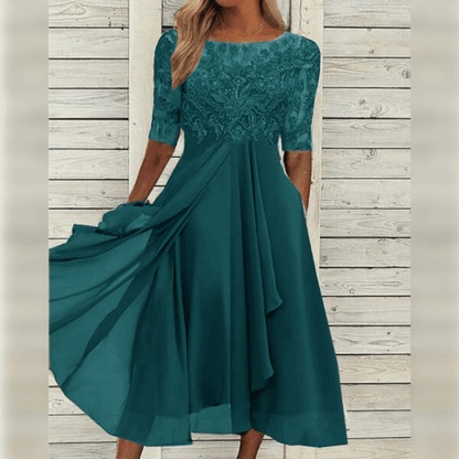 Robe élégante mi-longue de cocktail pour femme