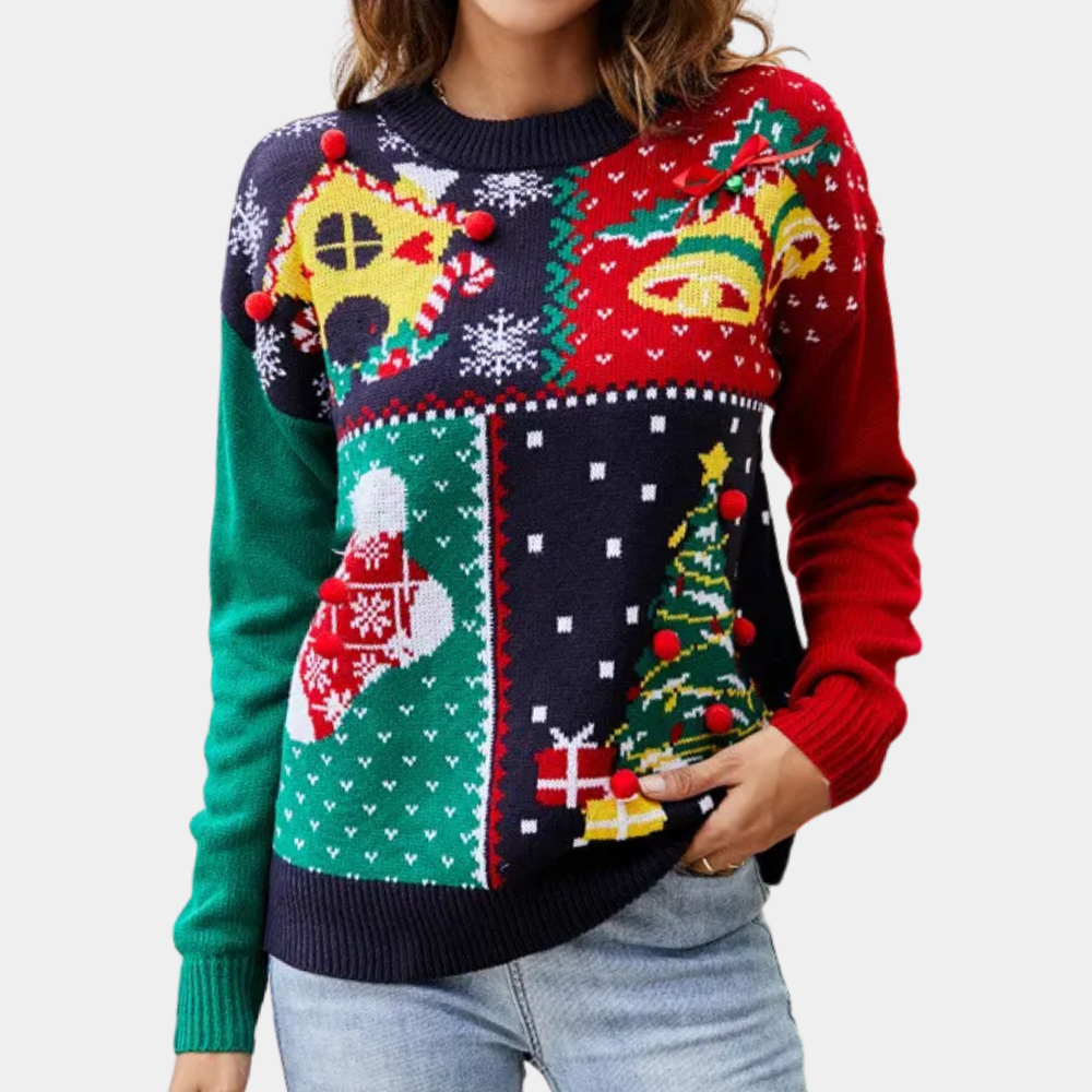 Pull de Noël Femme Joyeuses Fêtes Tricot