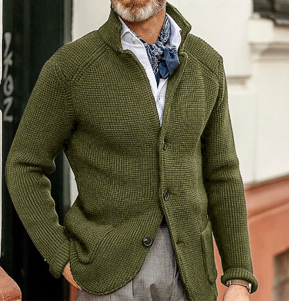 Cardigan en laine pour homme, épais, chaud, boutonné