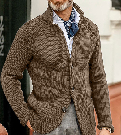 Cardigan en laine pour homme, épais, chaud, boutonné