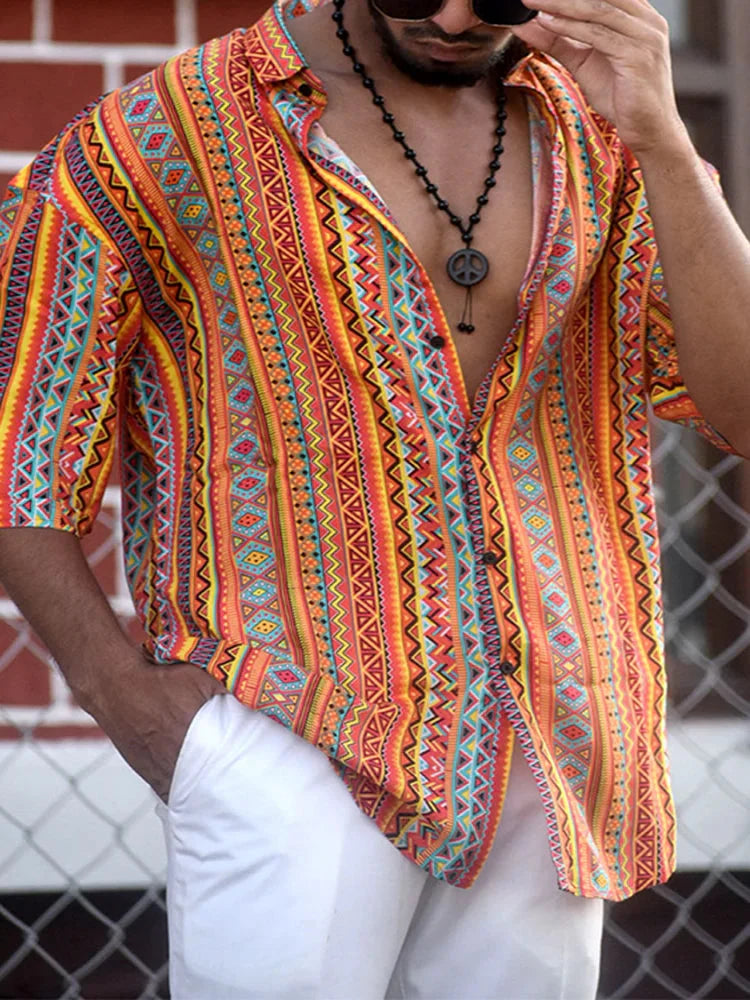 Chemise d'été à manches courtes imprimée pour hommes