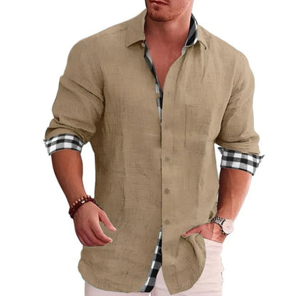 Chemise légère à manches longues avec patte de boutonnage et col