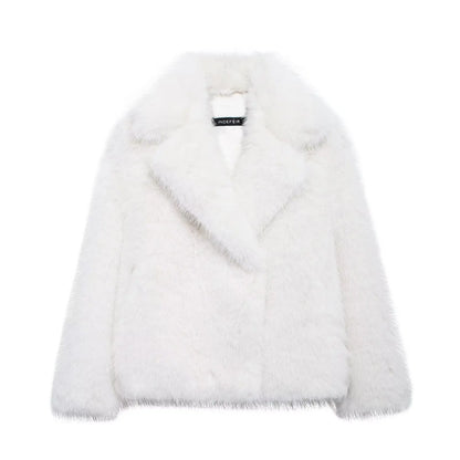 Veste d'hiver femme élégante style vintage fausse fourrure