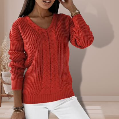 Pull V-neck femme maille moderne