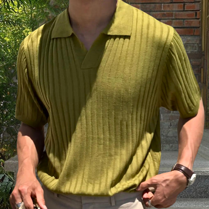 Polo pour homme à manches courtes et col en V moderne