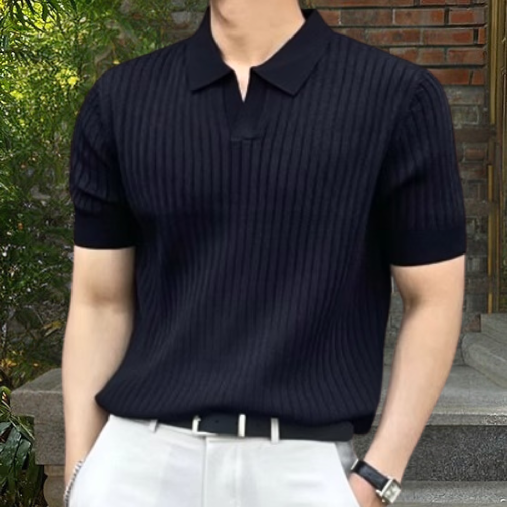 Polo pour homme à manches courtes et col en V moderne
