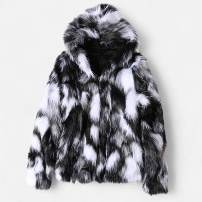 Manteau en fausse fourrure pour homme, chaud, avec capuche