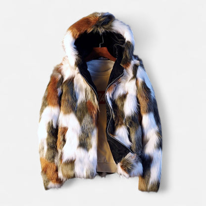 Manteau en fausse fourrure pour homme, chaud, avec capuche