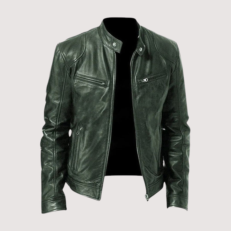 Blouson en cuir pour homme style motard protection en cuir végétalien