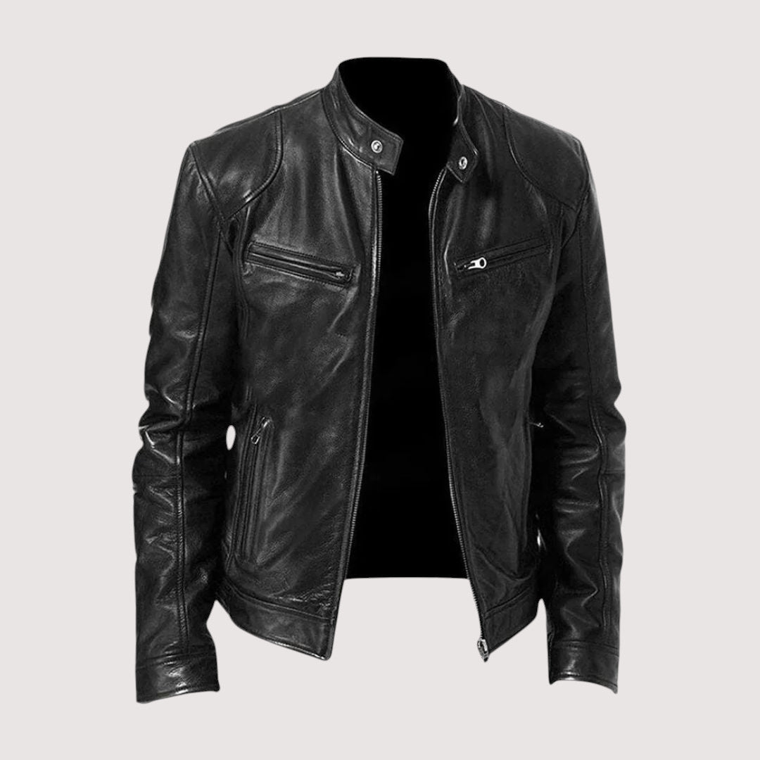 Blouson en cuir pour homme style motard protection en cuir végétalien