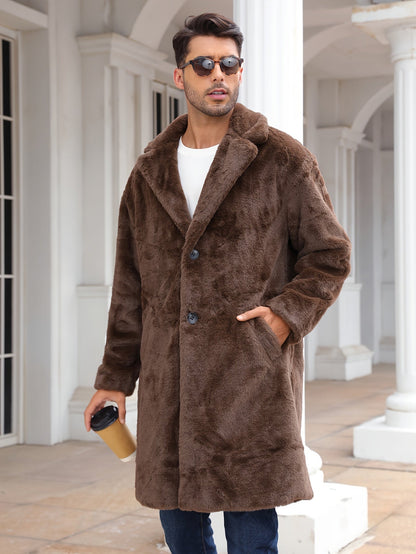 Flauschiger Herren Wintermantel Kunstpelz Elegant - IdealeKleiden