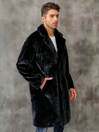 Manteau d'hiver élégant en fausse fourrure pour homme