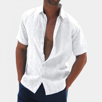 Chemise d'été homme manches courtes patte de boutonnage