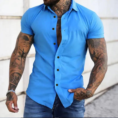 Chemise homme slim fit unie à manches courtes