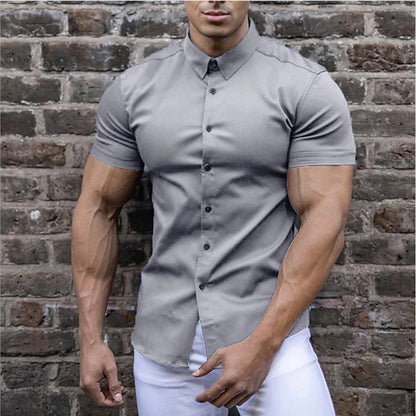 Chemise homme slim fit unie à manches courtes