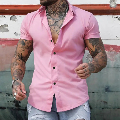Chemise homme slim fit unie à manches courtes
