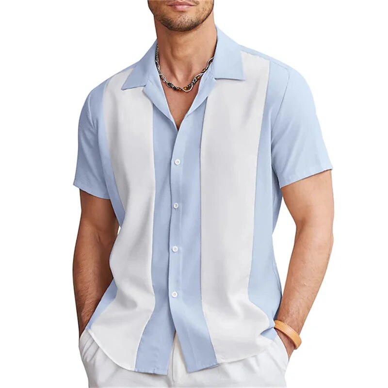 Chemise d'été homme rayée manches courtes