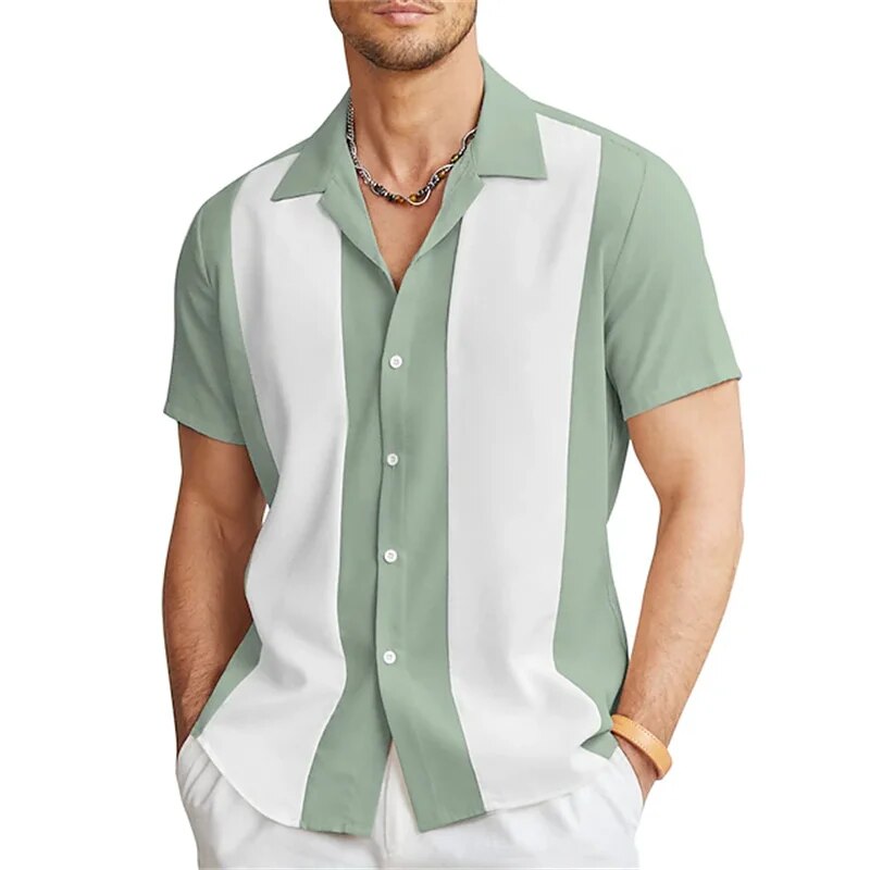 Chemise d'été homme rayée manches courtes