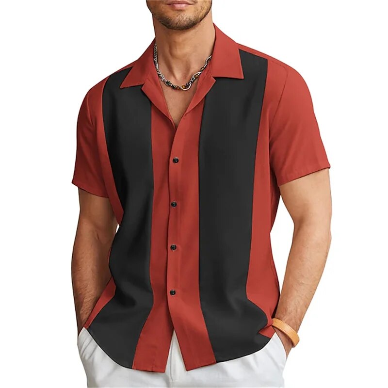 Chemise d'été homme rayée manches courtes