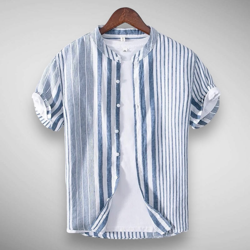 Chemise en lin à manches courtes à rayures
