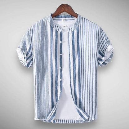 Chemise en lin à manches courtes à rayures