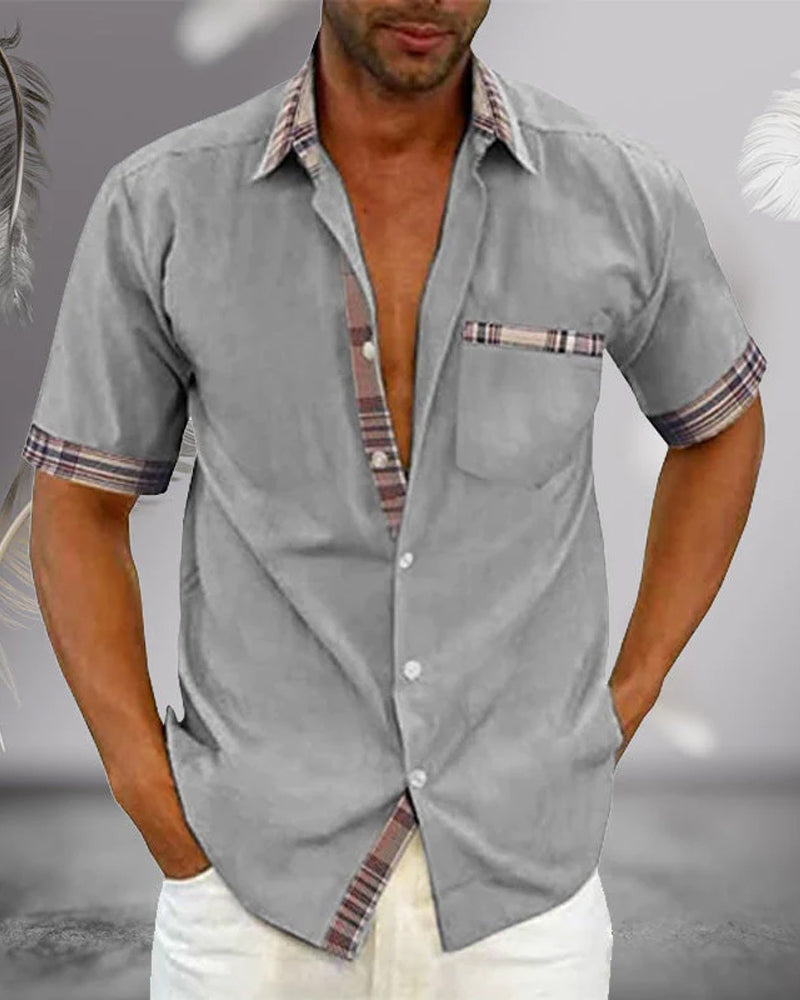 Chemise Homme Manches Courtes Style Décontracté