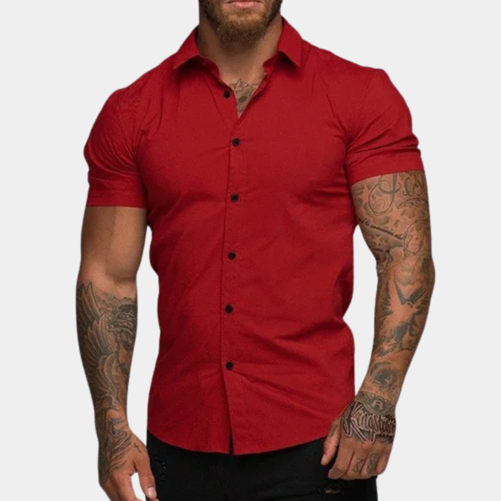 Chemise d'été pour homme, manches courtes, col élégant