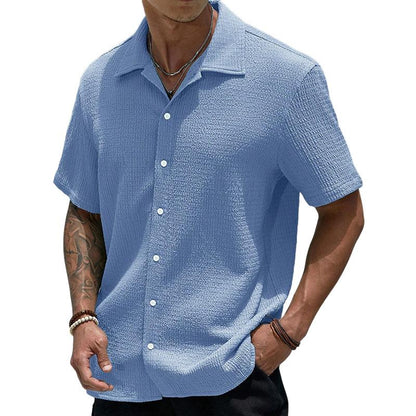 Chemise décontractée homme manches courtes boutons