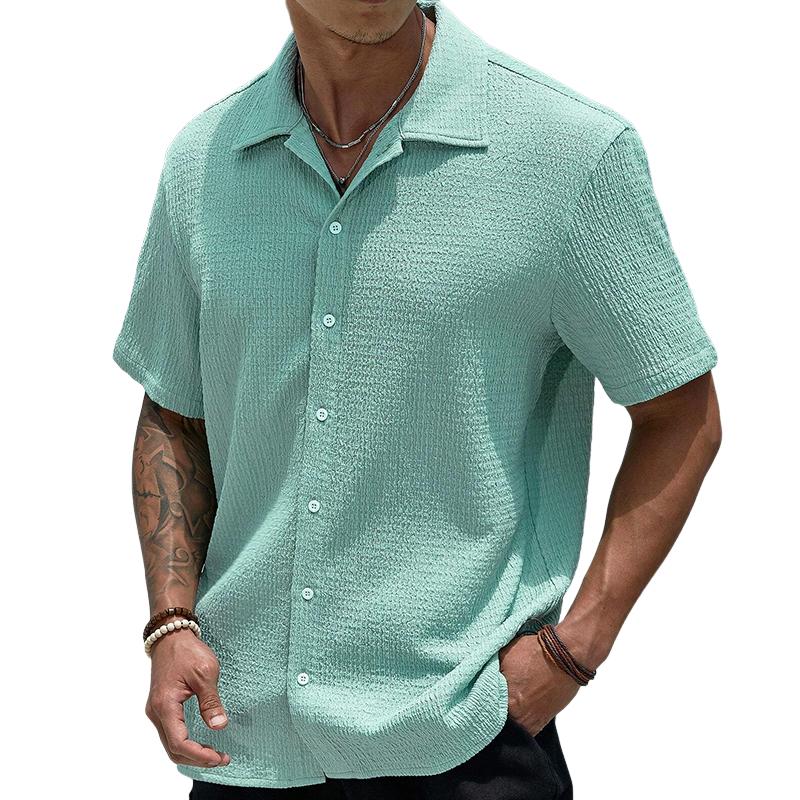 Chemise décontractée homme manches courtes boutons