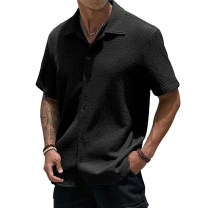Chemise décontractée homme manches courtes boutons