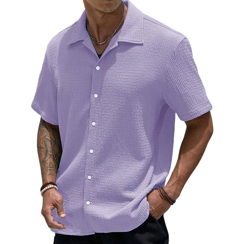 Chemise décontractée homme manches courtes boutons