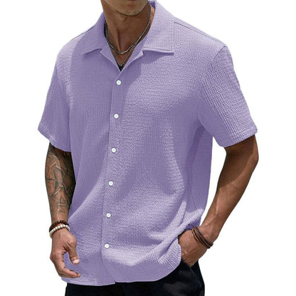 Chemise décontractée homme manches courtes boutons