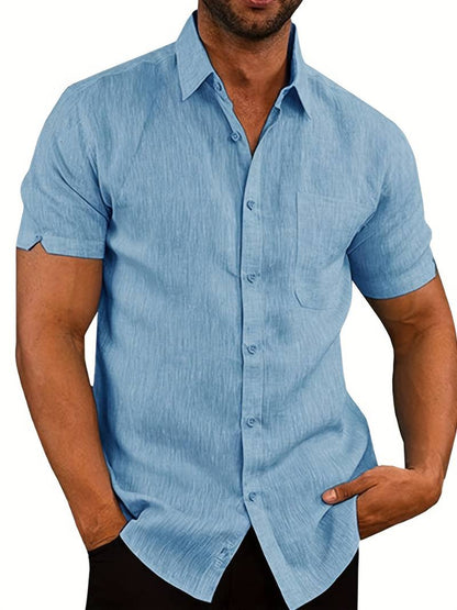 Chemise d'été légère col boutons homme