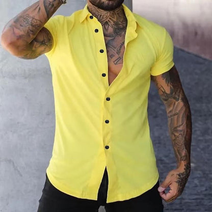 Chemise Slim Fit Homme Manches Courtes Tendance