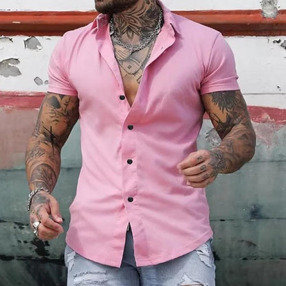 Chemise Slim Fit Homme Manches Courtes Tendance