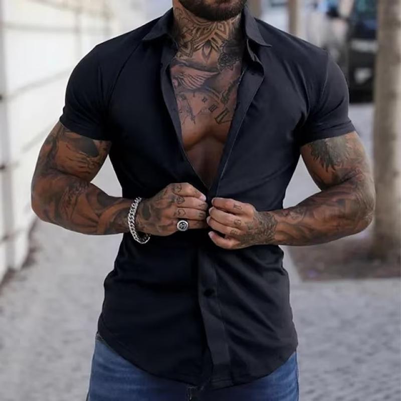 Chemise homme slim fit manches courtes moderne