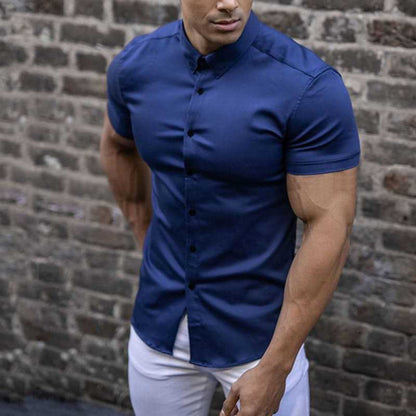 Chemise classique homme à col et manches courtes